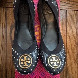 Tory Burch Black and White Polka Dot Flats